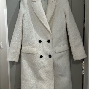 Express Cream Teddy Jacket with Black Buttons